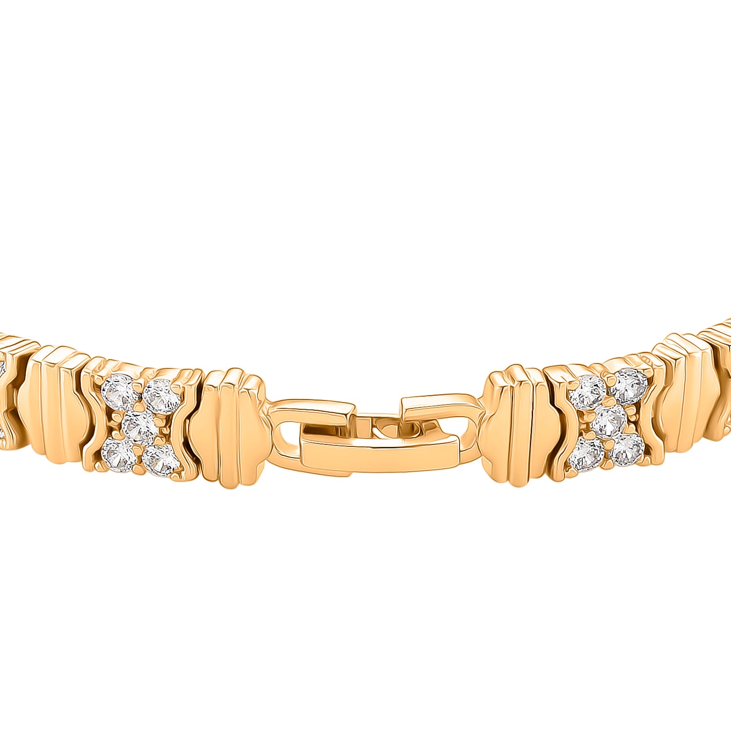 Weißer Zirkonia Armband ca. 19 cm Nickelfreies Messing gelb vergoldet