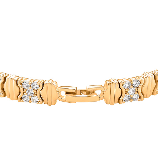 Weißer Zirkonia Armband ca. 19 cm Nickelfreies Messing gelb vergoldet