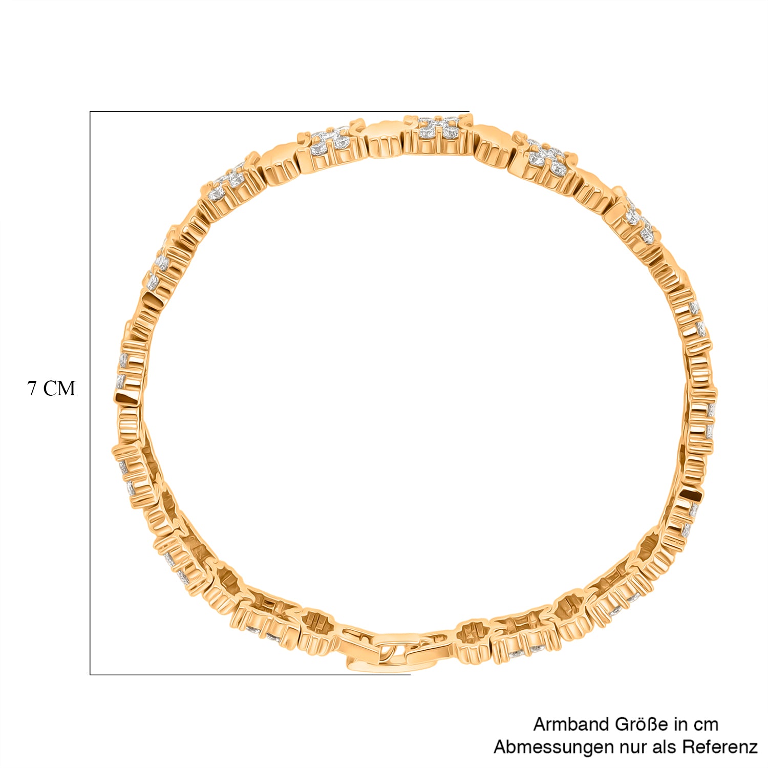 Weißer Zirkonia Armband ca. 19 cm Nickelfreies Messing gelb vergoldet