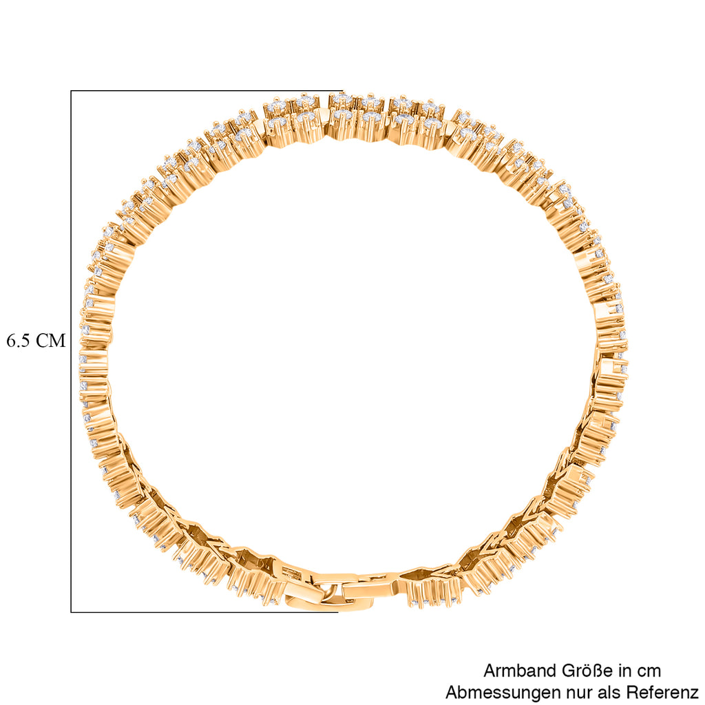 Weißer Zirkonia Armband ca. 19 cm Nickelfreies Messing gelb vergoldet