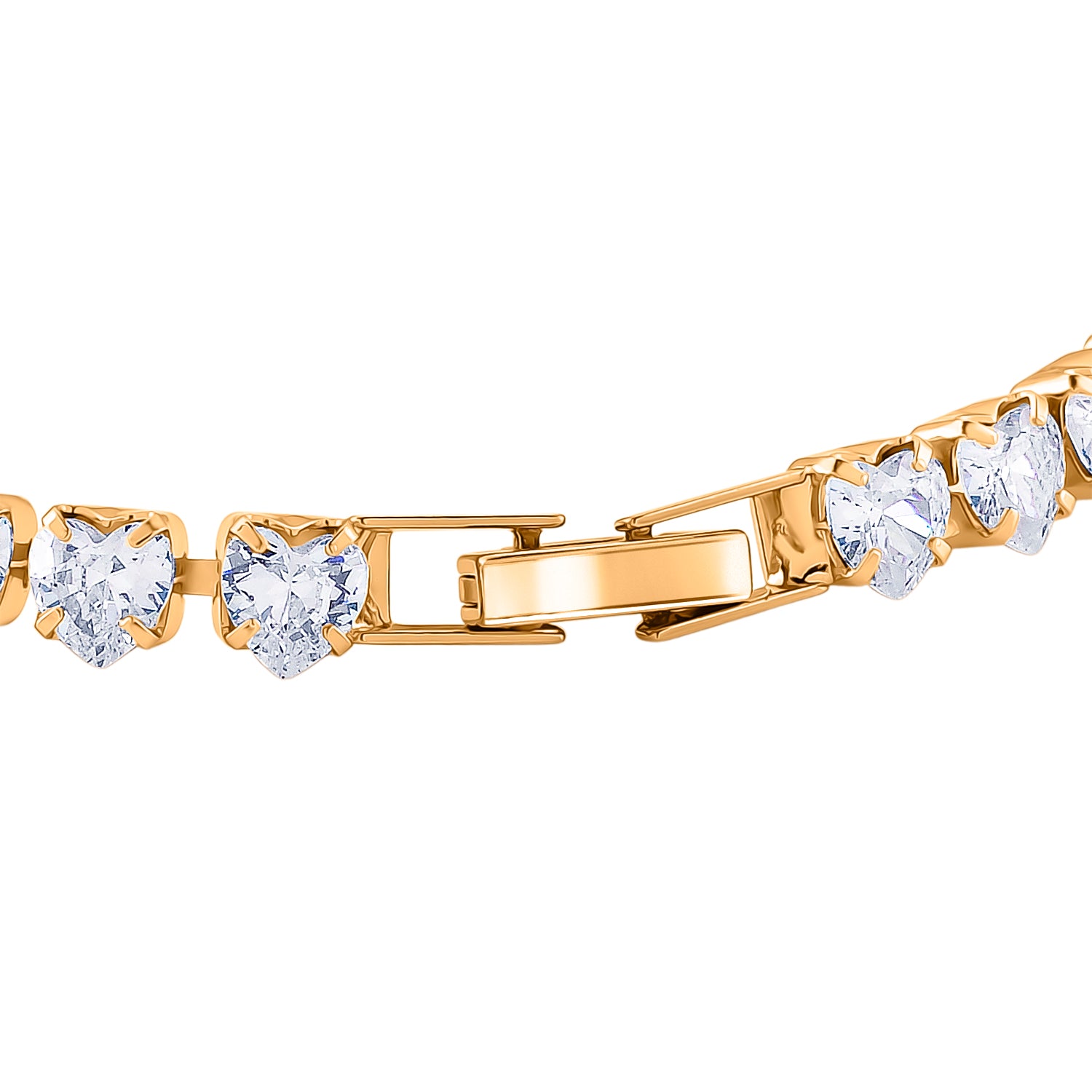 Designer inspiriert - Weißer Zirkonia Herz-Armband ca. 19 cm Nickelfreies Messing, gelb vergoldet