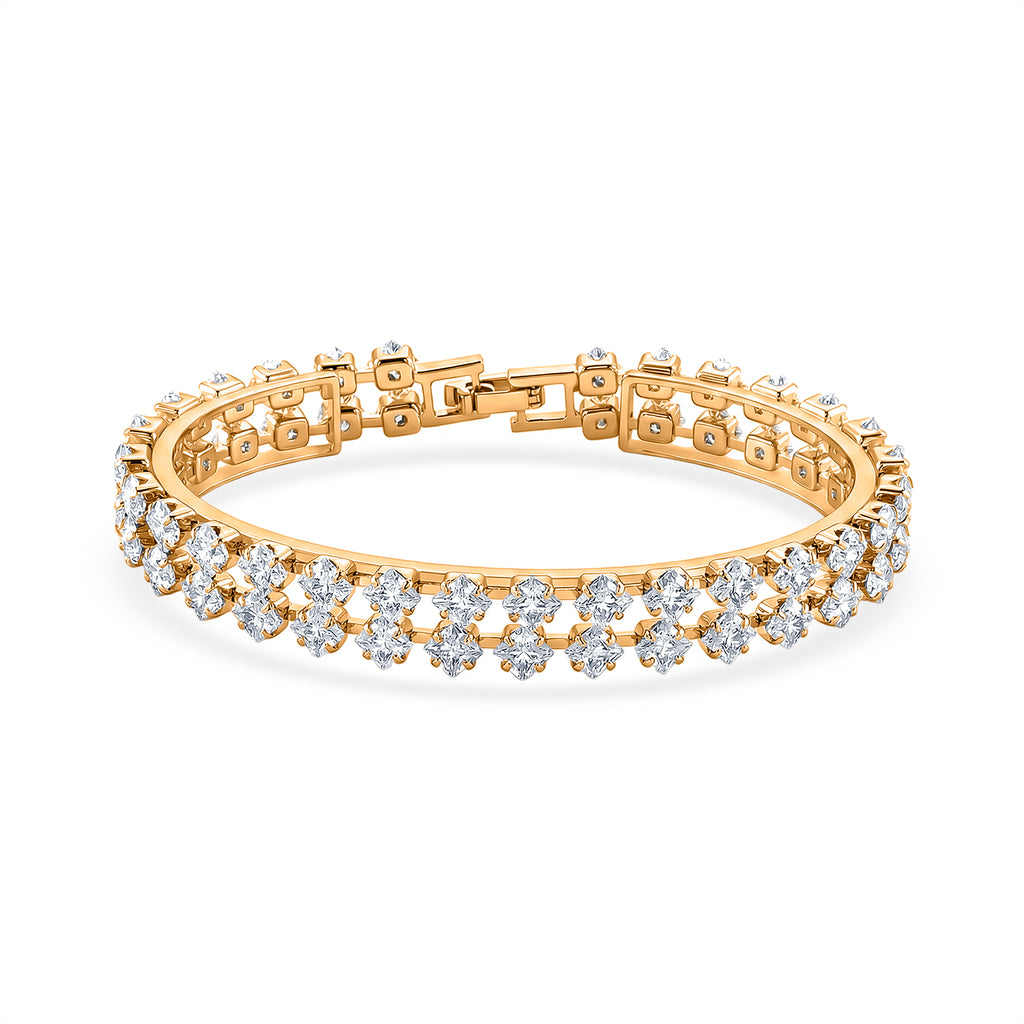 Designer inspiriert - Weißer Zirkonia Armband ca. 19 cm Nickelfreies Messing, gelb vergoldet