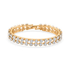 Designer inspiriert - Weißer Zirkonia Armband ca. 19 cm Nickelfreies Messing, gelb vergoldet