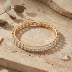 Designer inspiriert - Weißer Zirkonia Armband ca. 19 cm Nickelfreies Messing, gelb vergoldet