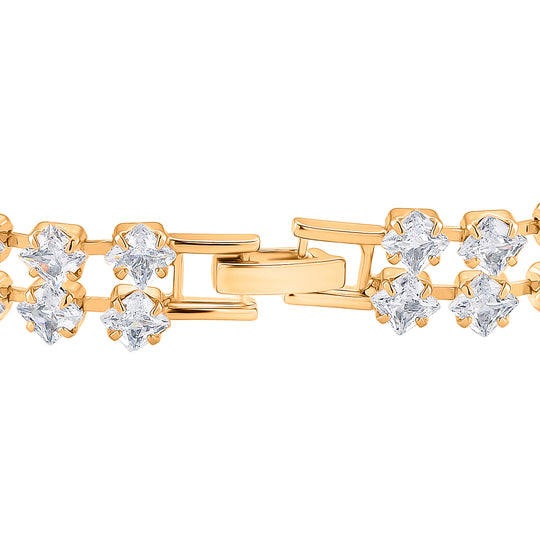Designer inspiriert - Weißer Zirkonia Armband ca. 19 cm Nickelfreies Messing, gelb vergoldet