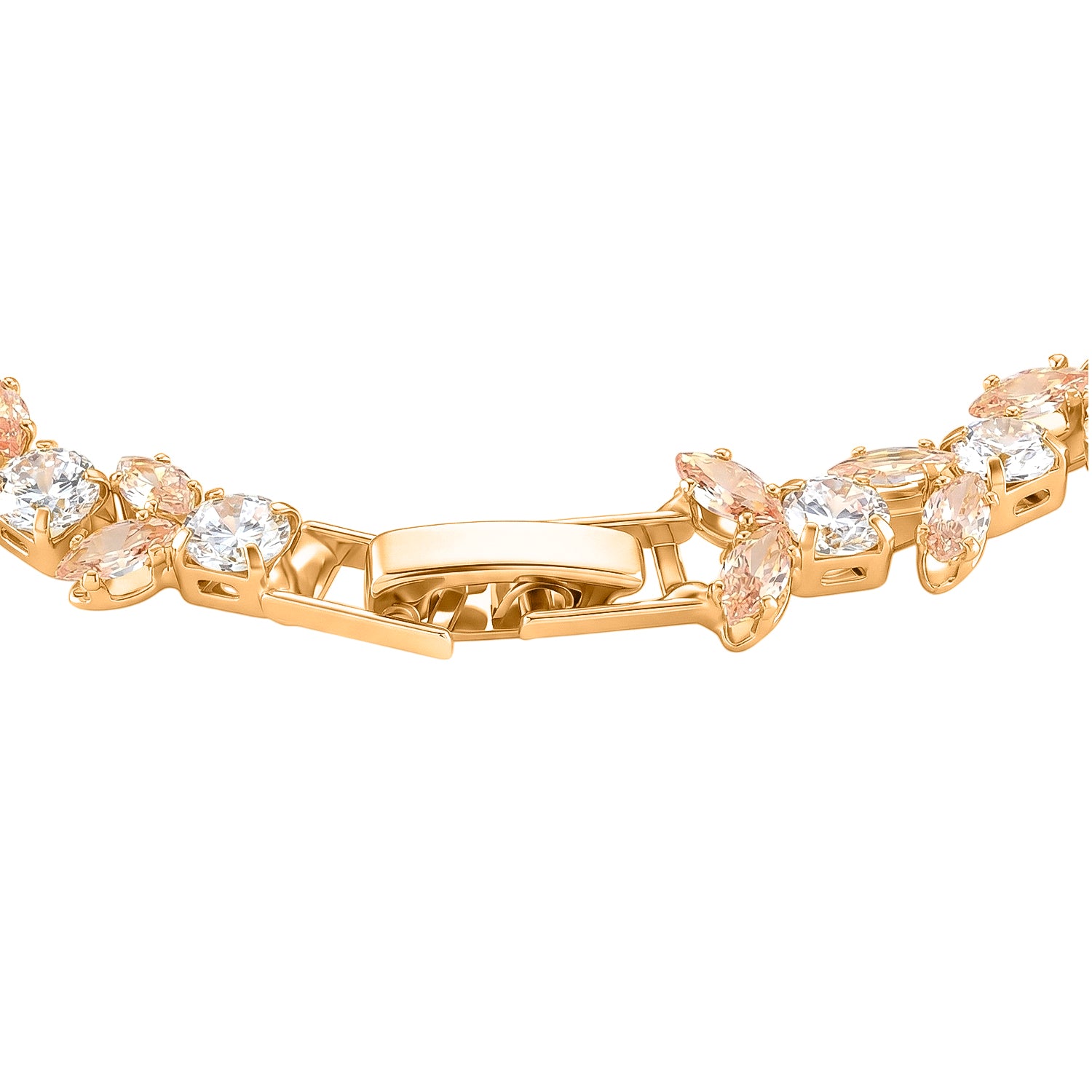 Weißer Zirkonia, Champagner Zirkonia Armband ca. 19 cm, Nickelfreies Messing gelb vergoldet