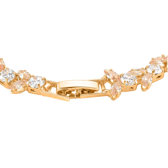 Weißer Zirkonia, Champagner Zirkonia Armband ca. 19 cm, Nickelfreies Messing gelb vergoldet