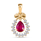D'Joy Afrikanischer Rubin (Fissure gefüllt), Weißer Zirkon Anhänger 925 Silber 750 Gelb Vergoldet ca. 1,26 ct.