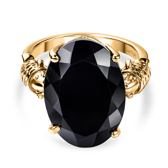 EVER TRUE AA Natürlicher Schwarzer Obsidian Ring mit Koi-Fisch Nickelfreies Messing (Größe 19.00) ca. 10.83 ct