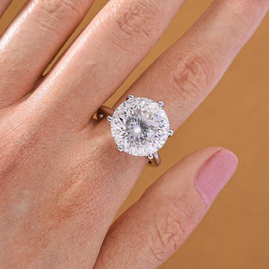 D'Joy Moissanit Ring 925 Silber rhodiniert (Größe 21.00) ca. 12,65 ct