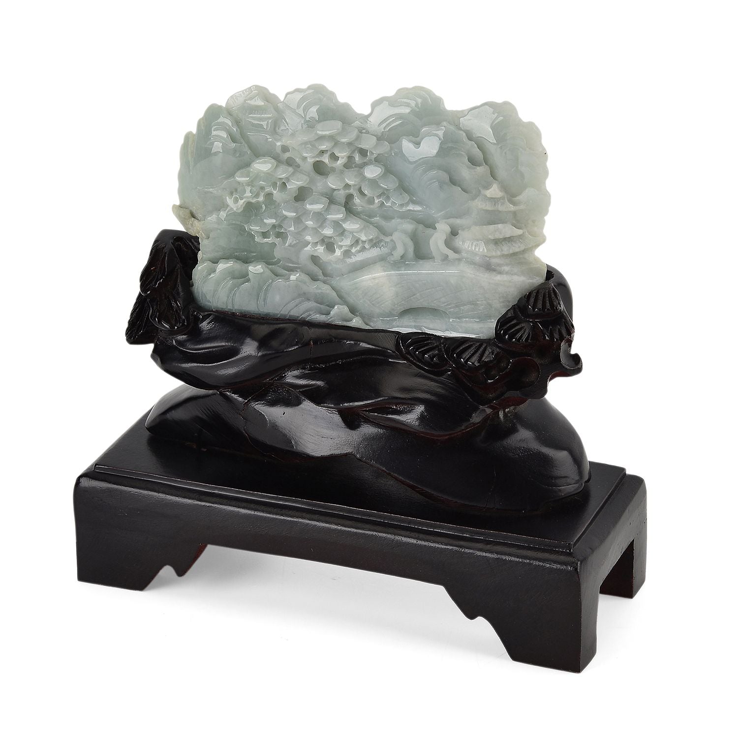 Jadeit (Typ A) Kiefer aus Burma, naturbelassene Schnitzarbeit, ca. 12-18 cm
