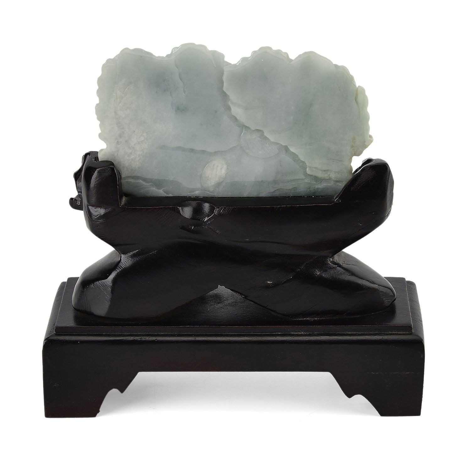 Jadeit (Typ A) Kiefer aus Burma, naturbelassene Schnitzarbeit, ca. 12-18 cm