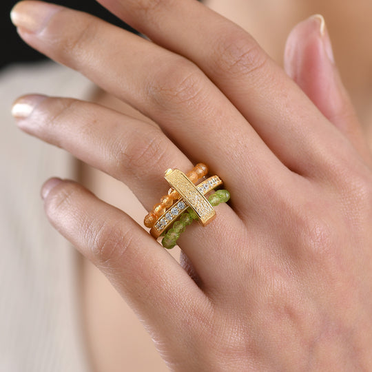 EVER TRUE Citrin, Peridot Ring Nickelfreies Messing (Größe 19.00)