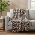 LIVMORE Flanelldecke, 150x220cm, Blumenmuster, Kastanienbraun