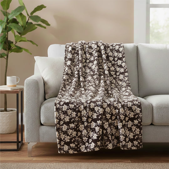 LIVMORE Flanell Decke, 150 x 220 cm, Bordeaux Weiß