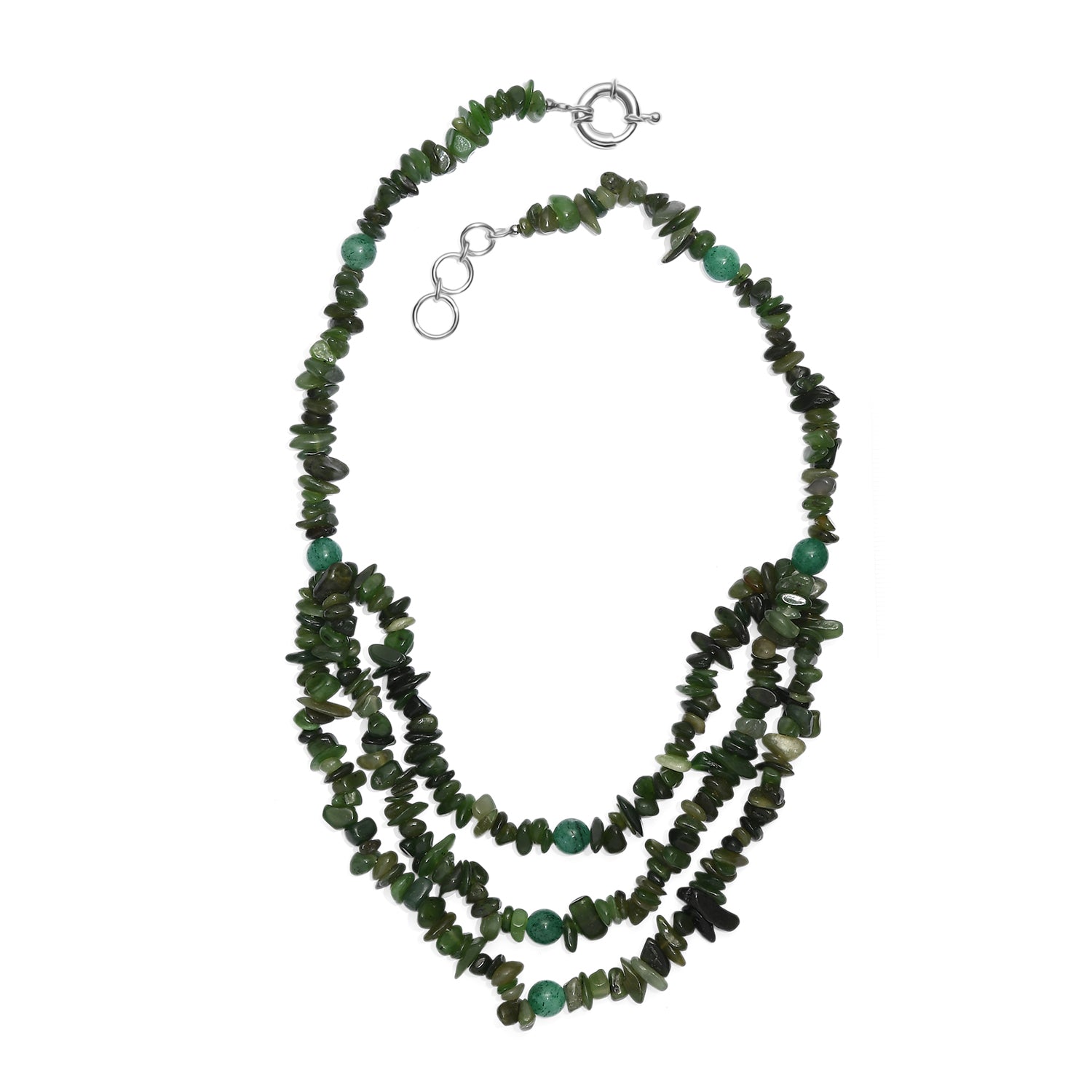 EVER TRUE Nephrit, Grüner Aventurin Halskette ca. 45 cm Nickelfreies Messing Platiniert ca. 394.00 ct