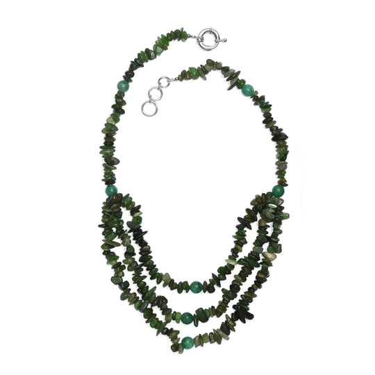 EVER TRUE Nephrit, Grüner Aventurin Halskette ca. 45 cm Nickelfreies Messing Platiniert ca. 394.00 ct