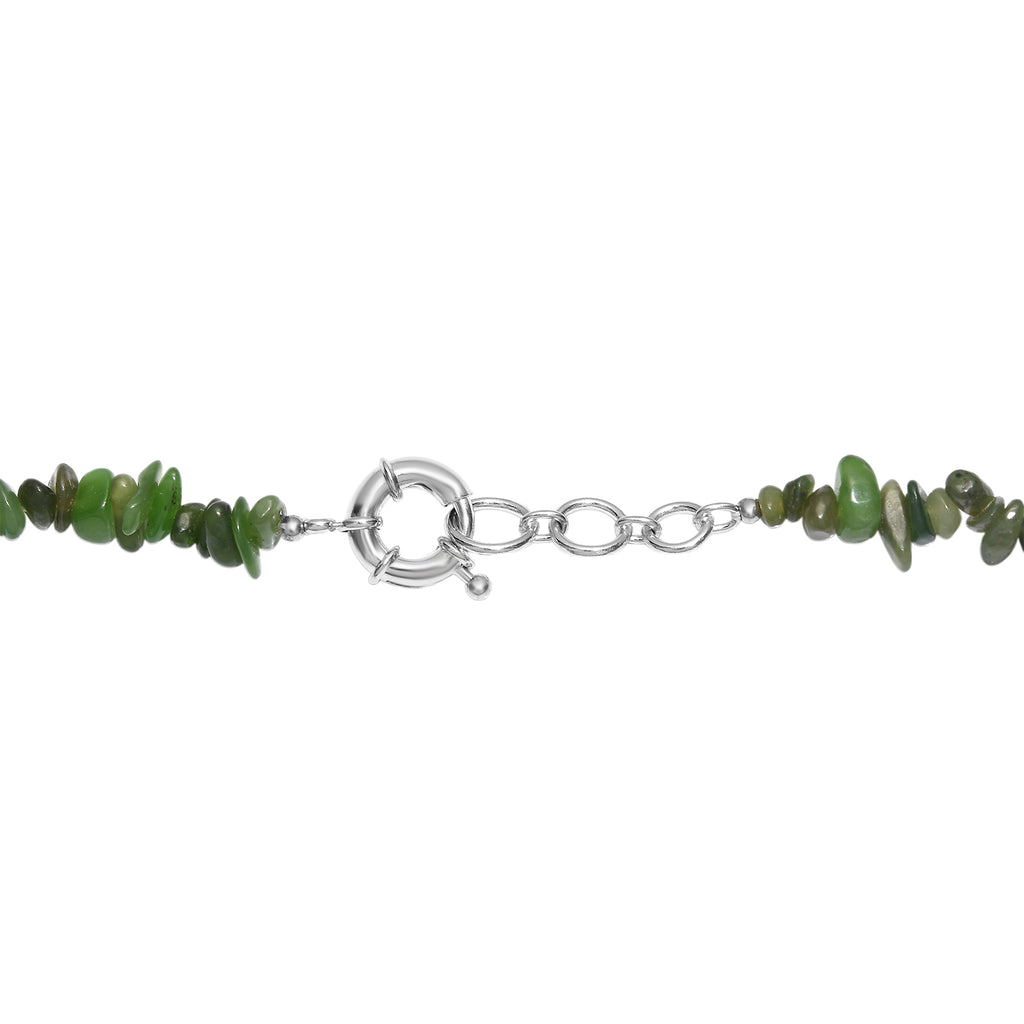 EVER TRUE Nephrit, Grüner Aventurin Halskette ca. 45 cm Nickelfreies Messing Platiniert ca. 394.00 ct
