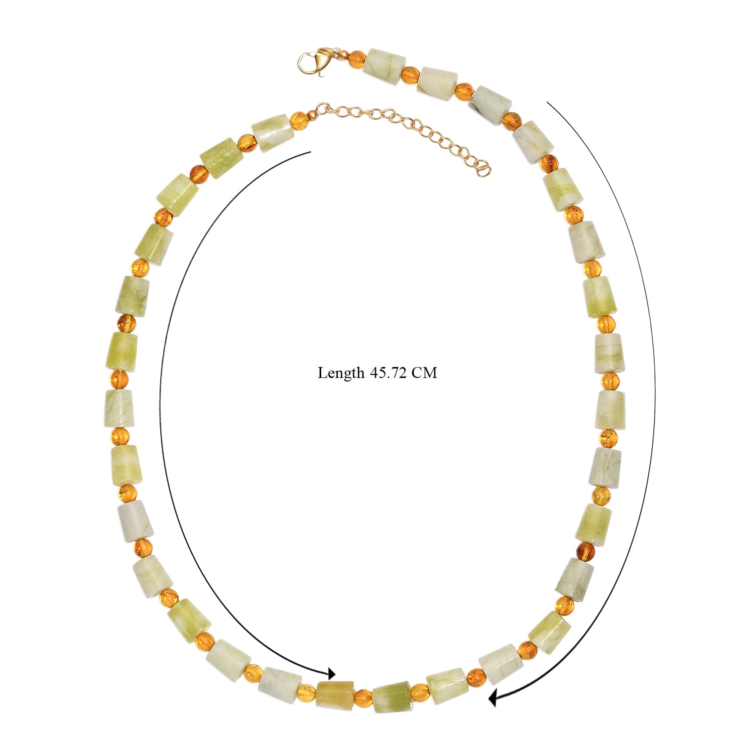 EVER TRUE Harmonie-Serpentin, Bernstein Halskette ca. 45 cm + 5 cm Extender, 316L Edelstahl