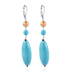 EVER TRUE Gefärbter blauer Magnesit, Goldfarbene gefärbte Perle (6-6.5 mm) Ohrringe 316L Edelstahl platiniert