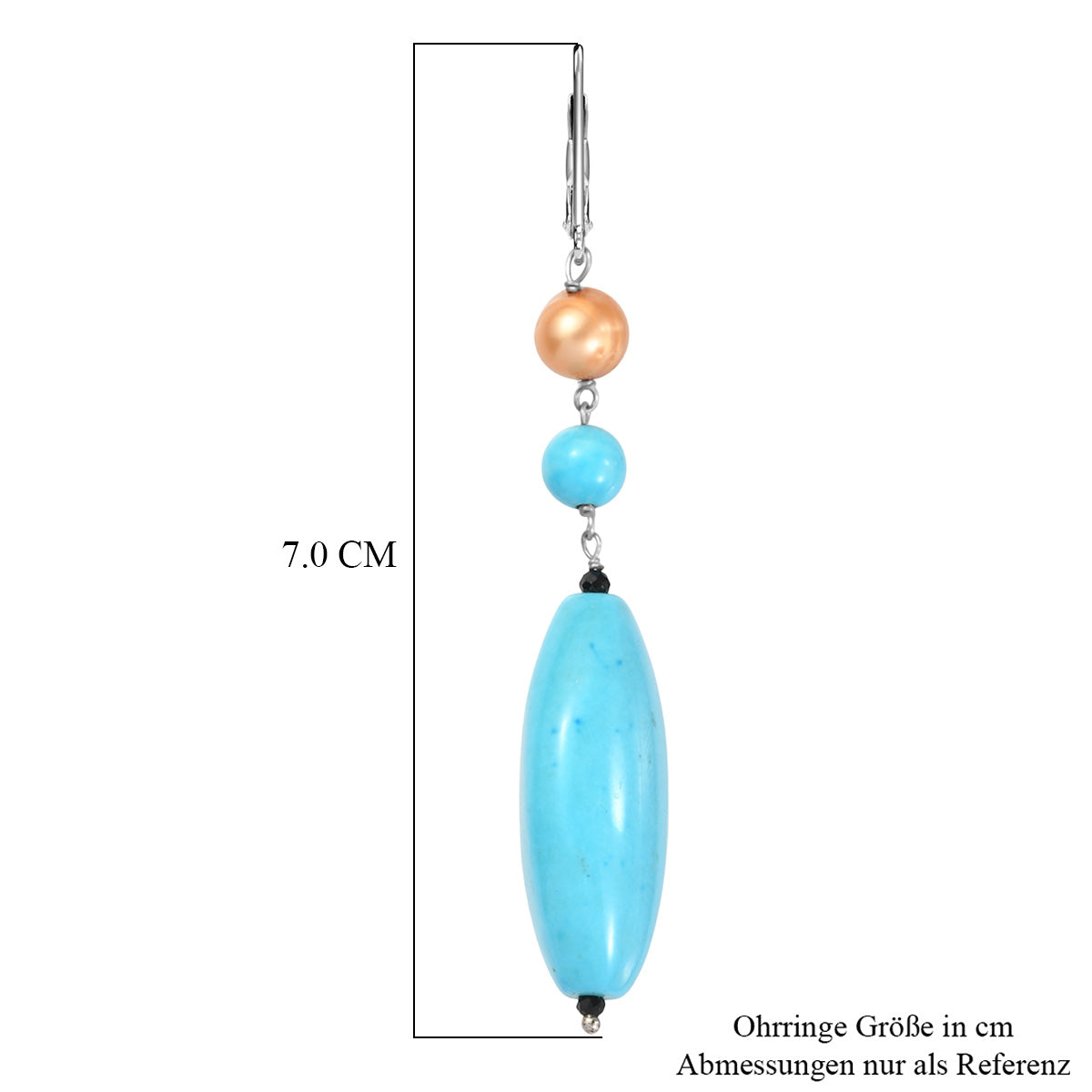 EVER TRUE Gefärbter blauer Magnesit, Goldfarbene gefärbte Perle (6-6.5 mm) Ohrringe 316L Edelstahl platiniert