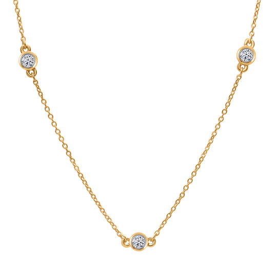 LUXURIANT DIAMOND - Lab Grown Diamant SI-GH Halskette ca. 50 cm 925 Silber 750 Gelbgold vermeil ca. 0.50 ct