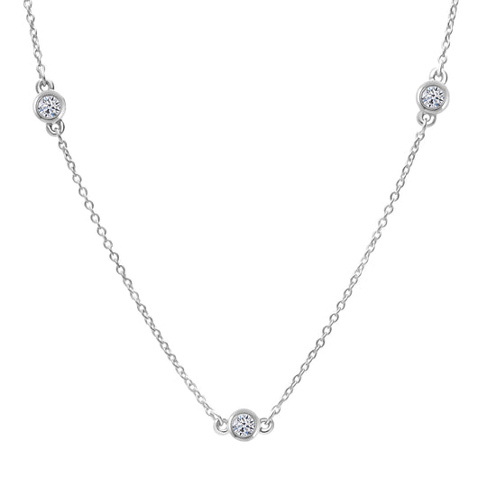 LUXURIANT DIAMOND - Lab Grown Diamant SI-GH Halskette ca. 50 cm 925 Silber Rhodiniert (10-15 Werktage Lieferzeit) ca. 0.50 ct