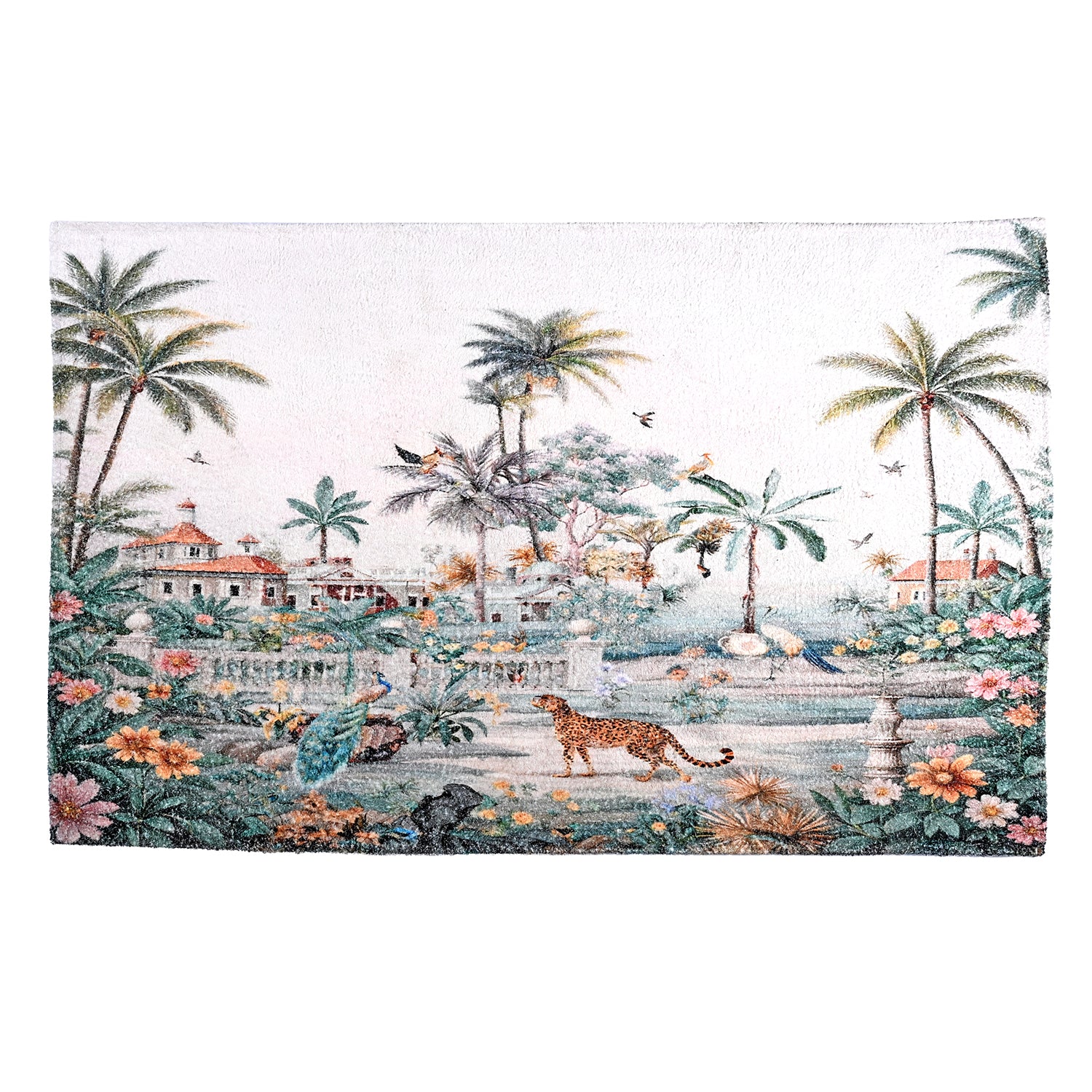 Digital bedruckter Teppich mit Blumenmotiv, Baumwoll-Polyester-Mischgewebe, rutschhemmende Rückseite, 120 x 180 cm, Multicolor