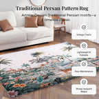 Digital bedruckter Teppich mit Blumen- und Landschaftsmuster, Baumwoll-Polyester-Mischgewebe, rutschhemmende Rückseite, 120x180cm, Mehrfarbig