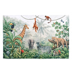 Digital Tree printed rubbed cotton polyester rug with anti skid backing Size-120x180 cms Color- Multi
