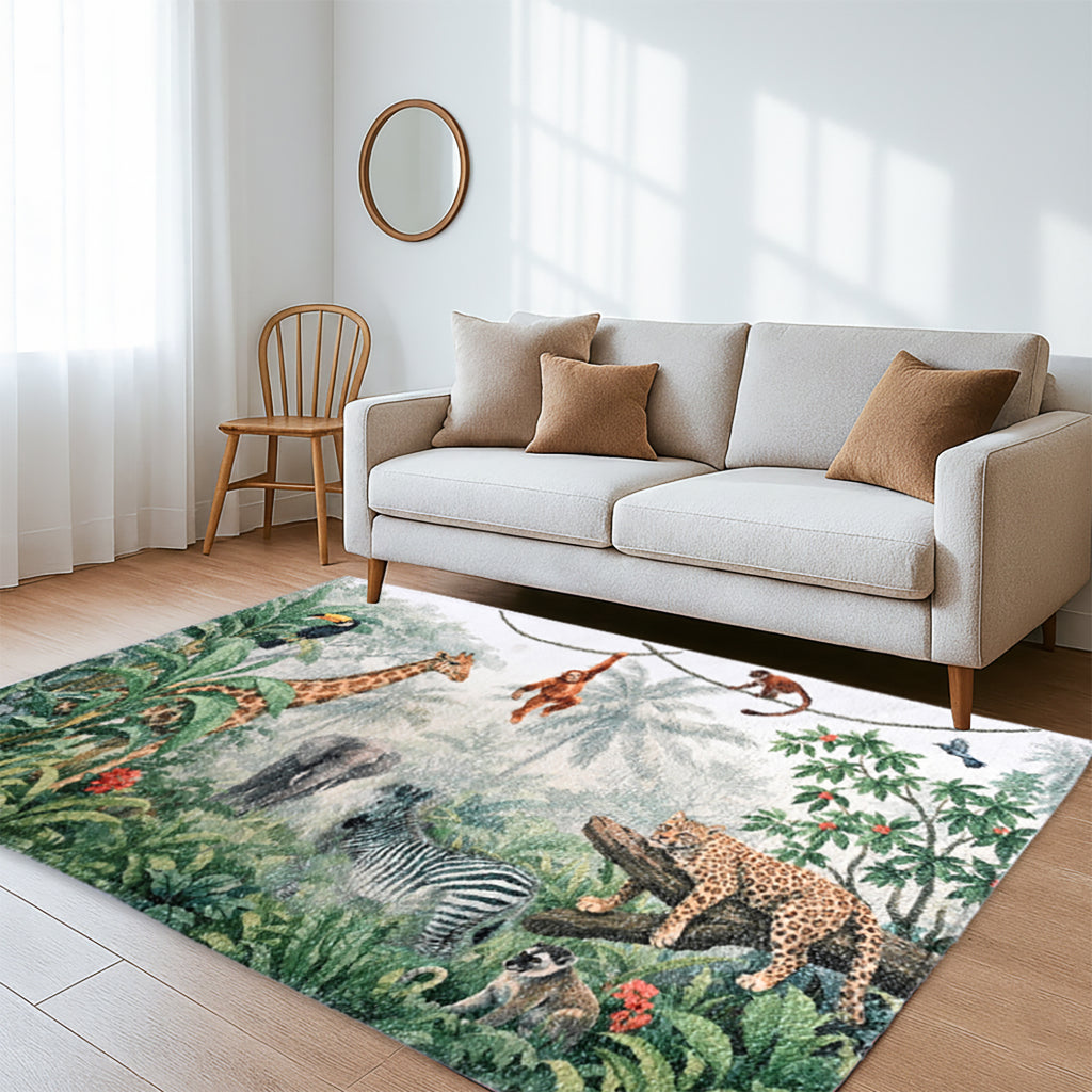 Digital Tree printed rubbed cotton polyester rug with anti skid backing Size-120x180 cms Color- Multi