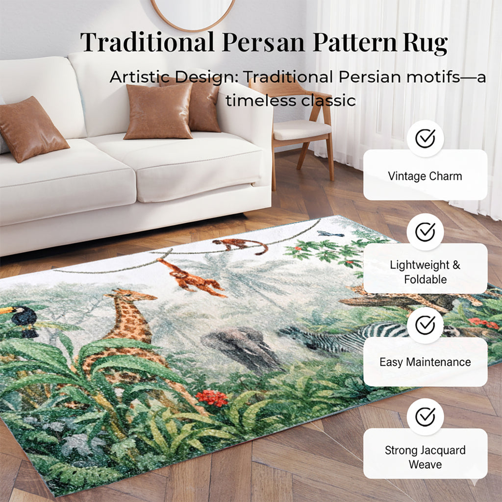 Digital Tree printed rubbed cotton polyester rug with anti skid backing Size-120x180 cms Color- Multi