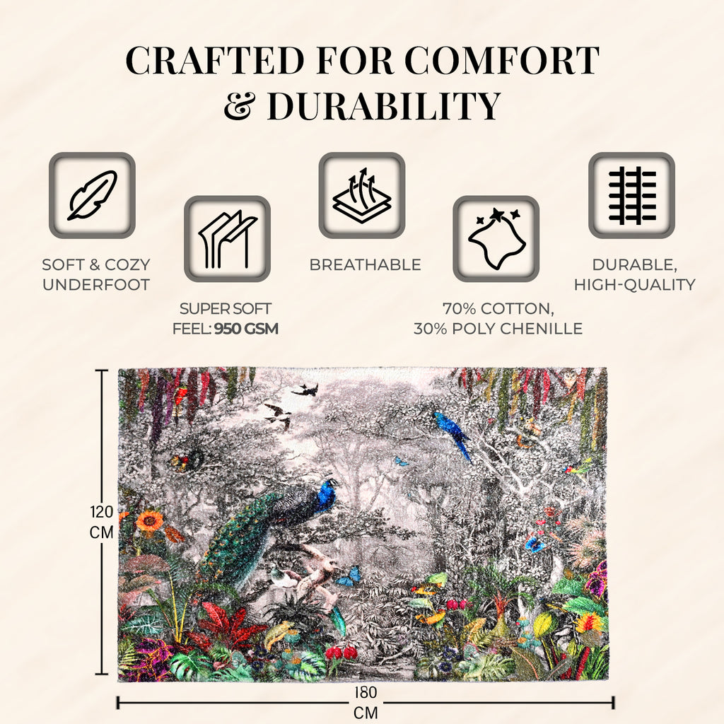 Digital Animal printed rubbed cotton polyester rug with anti skid backing Size-120x180 cms Color-Multi