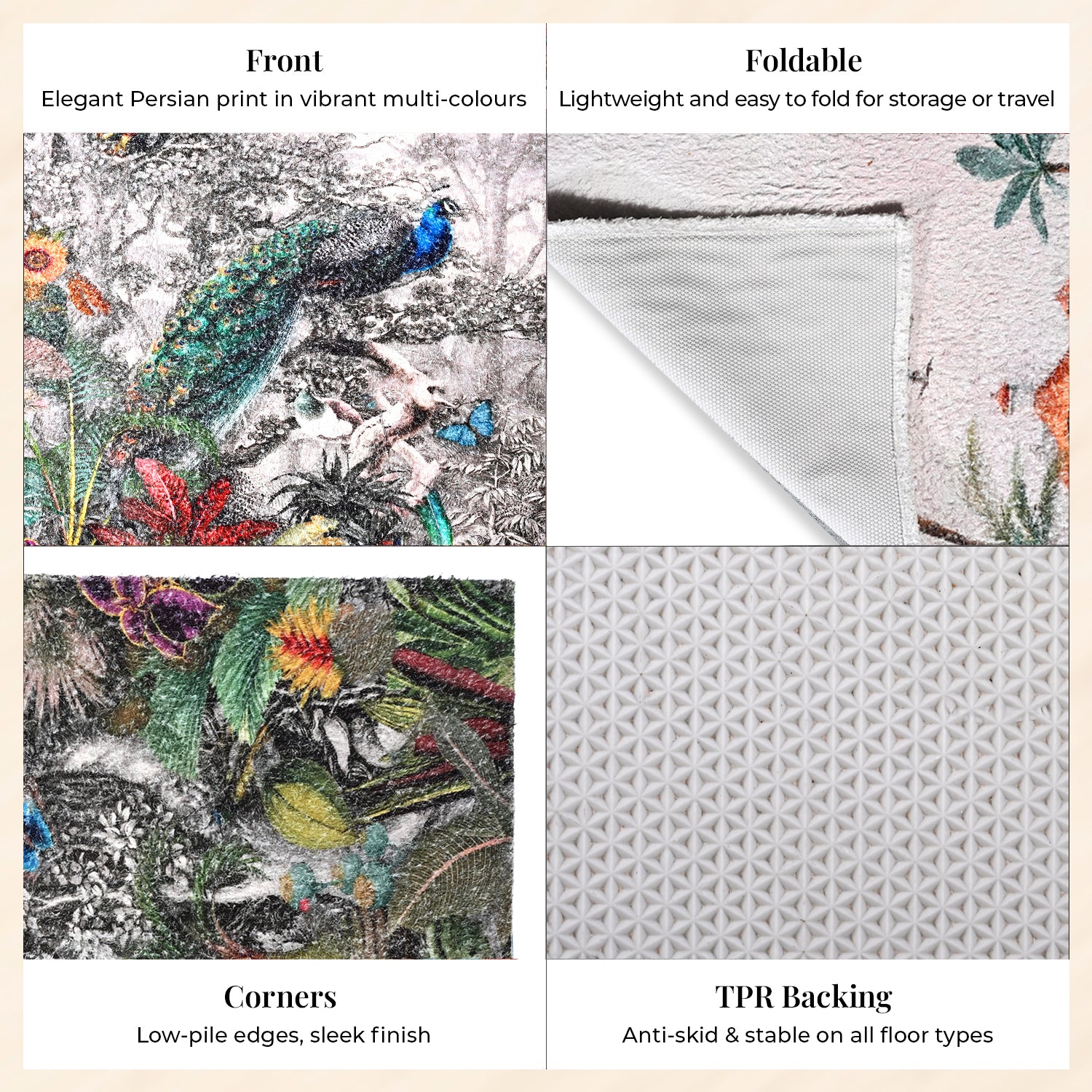 Digital Animal printed rubbed cotton polyester rug with anti skid backing Size-120x180 cms Color-Multi