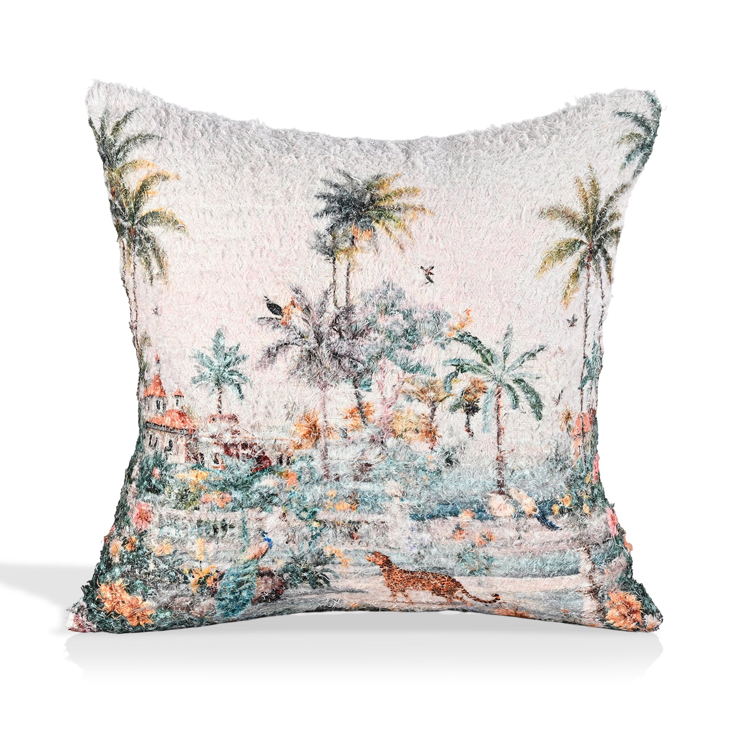 Digital bedruckter Kissenbezug mit Blumenmotiv, Baumwoll-Polyester-Mischgewebe, 45 x 45 cm, Multicolor