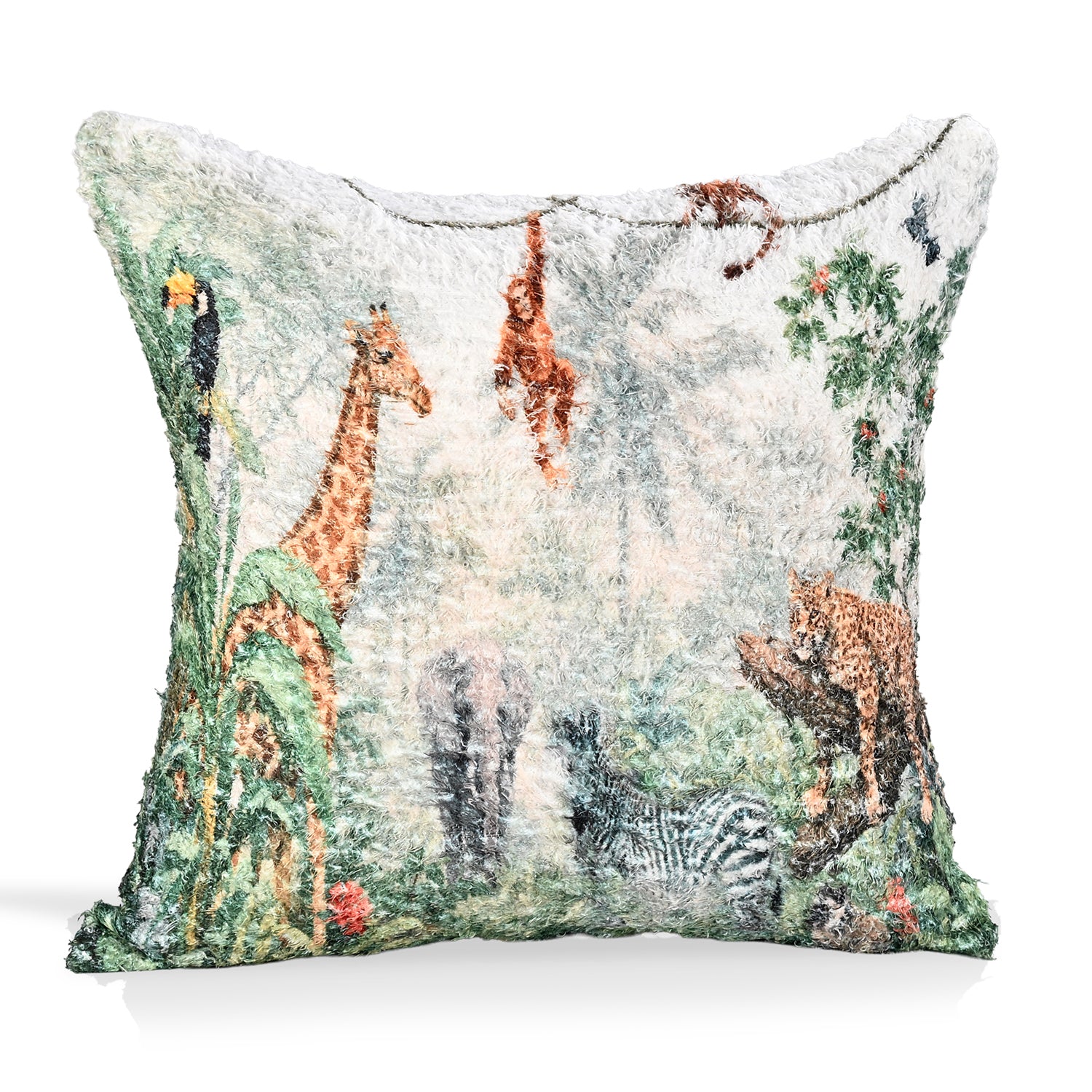Digital bedruckter Kissenbezug mit Waldmotiv, Baumwoll-Polyester-Mischgewebe, 45 x 45 cm, Multicolor