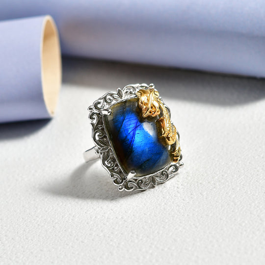 EVER TRUE AAA Labradorit Ring Nickelfreies Messing (Größe 21.00) ca. 15,30 ct