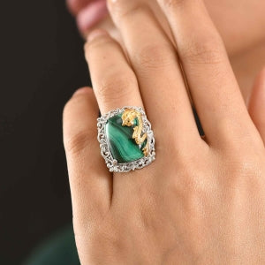 EVER TRUE AA Malachit Ring Nickelfreies Messing (Größe 18.00) ca. 22,50 ct