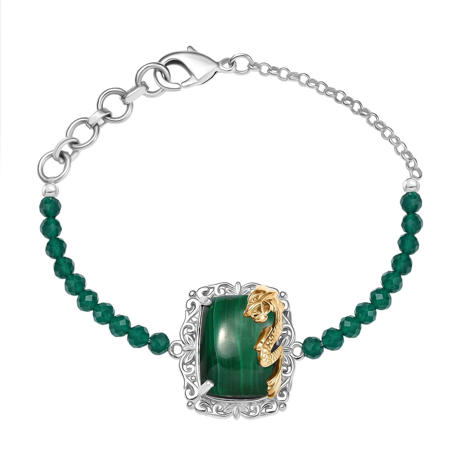 EVER TRUE AA Malachit, Verde Onyx Armband ca. 19 cm Nickelfreies Messing ca. 32,00 ct.