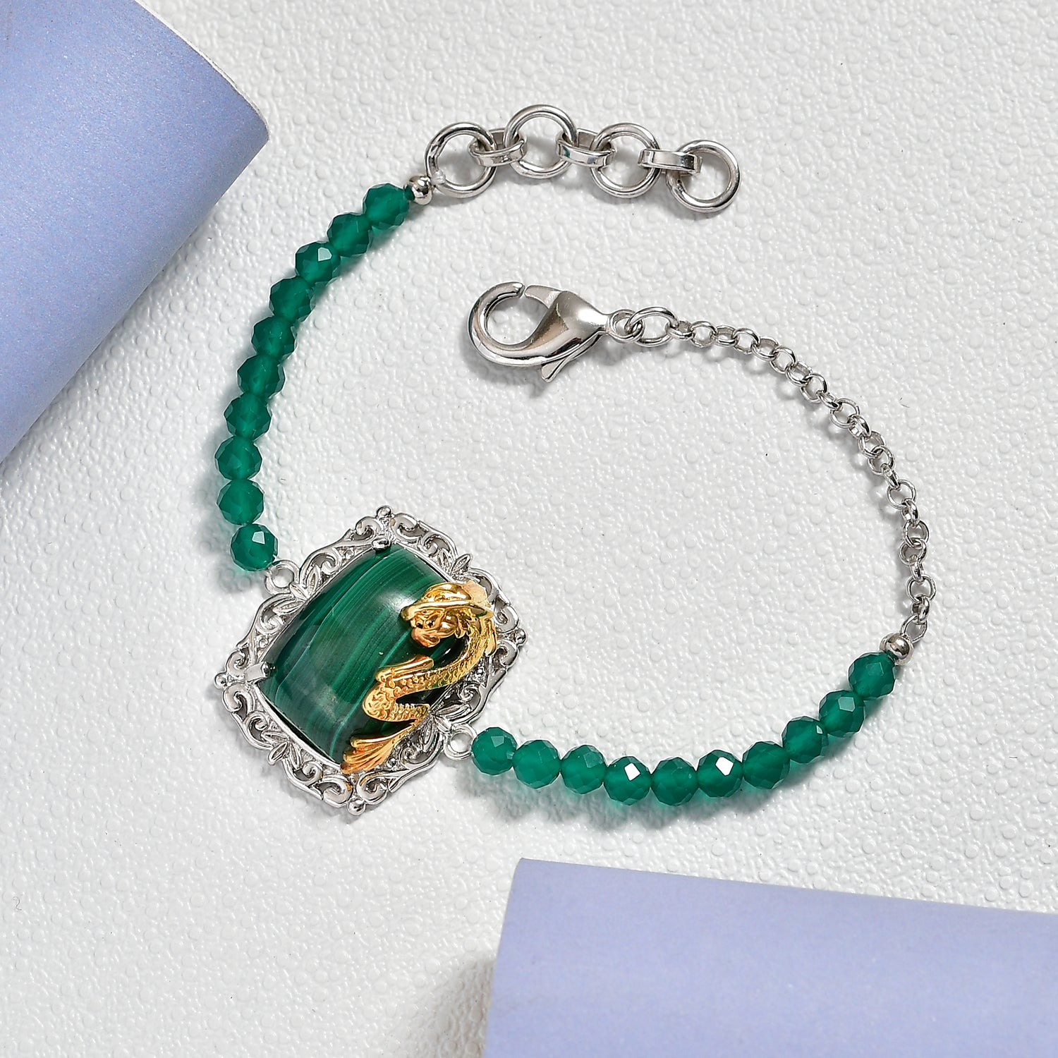 EVER TRUE AA Malachit, Verde Onyx Armband ca. 19 cm Nickelfreies Messing ca. 32,00 ct.