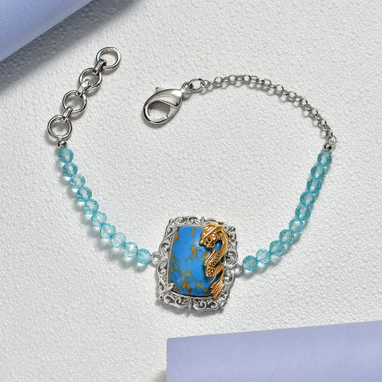 EVER TRUE AA Blauer Mojave Türkis, Apatit Armband ca. 19 cm Nickelfreies Messing ca. 20.50 ct