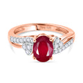 D'Joy - Welle der Liebe Afrikanischer Rubin (Fissure gefüllt), Weißer Zirkon Ring 925 Silber 750 Roségold Vermeil (Größe 19.00) ca. 2.26 ct