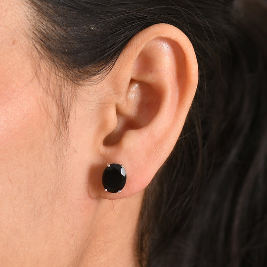 EVER TRUE AA Natürlich Schwarzer Obsidian, Weißer Zirkon Ohrringe Nickelfreies Messing ca. 4.42 ct