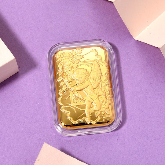 999er Goldfolie mit Amors Pfeil-Motiv, 4,5x3,1cm, 10mg