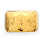 EXKLUSIVES GESCHENK - 999er Goldfolie mit Katzen und Rosen 10mg