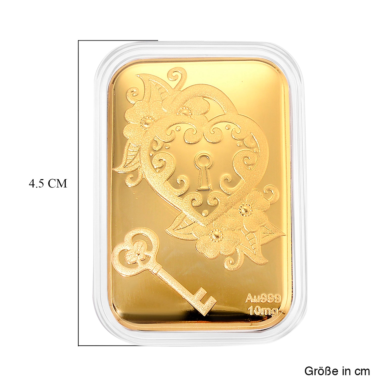 EXKLUSIVES GESCHENK - 999er Goldfolie mit Herzschloss und Schlüssel 10mg