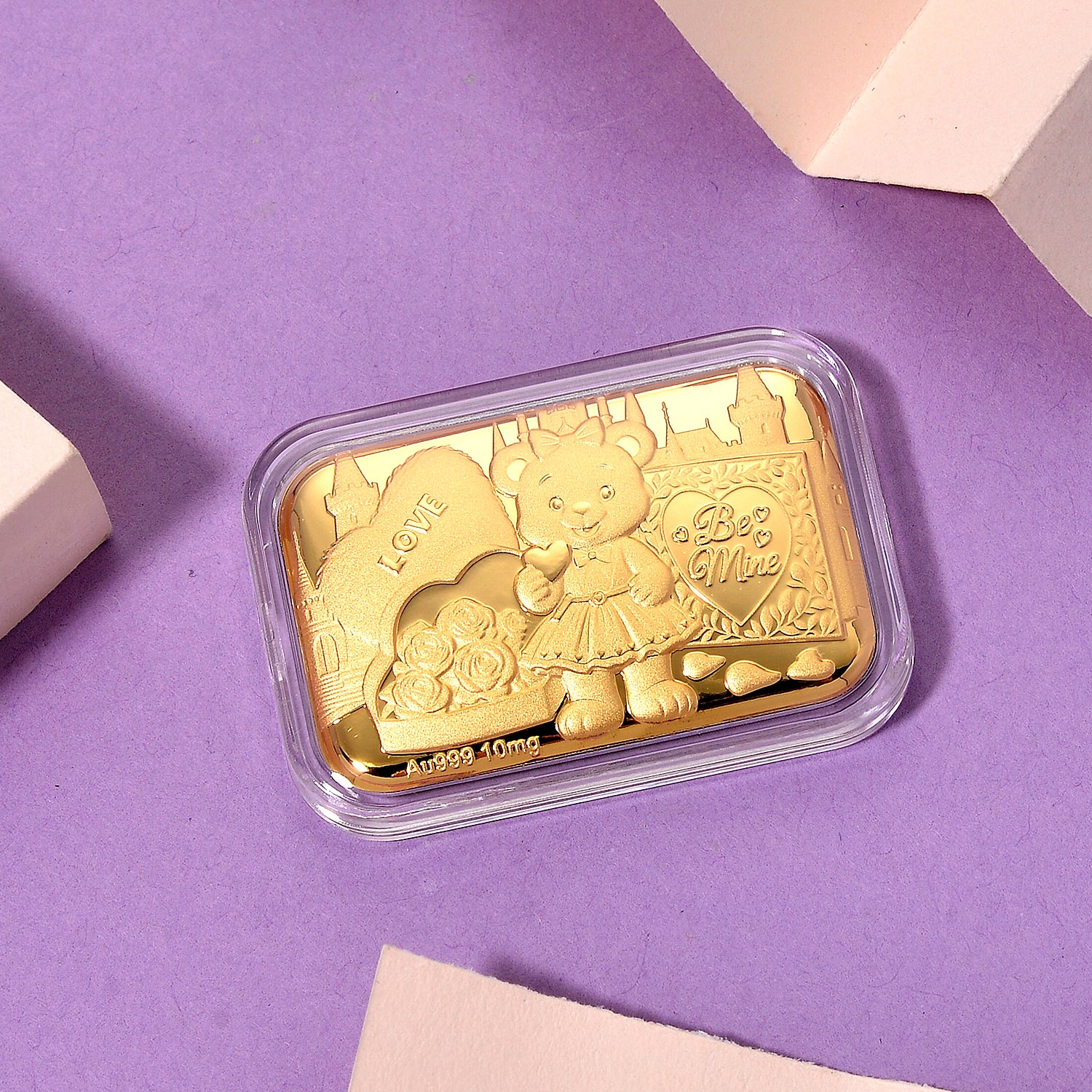 EXKLUSIVES GESCHENK - 999er Goldfolie, bär mit rosen, 10mg