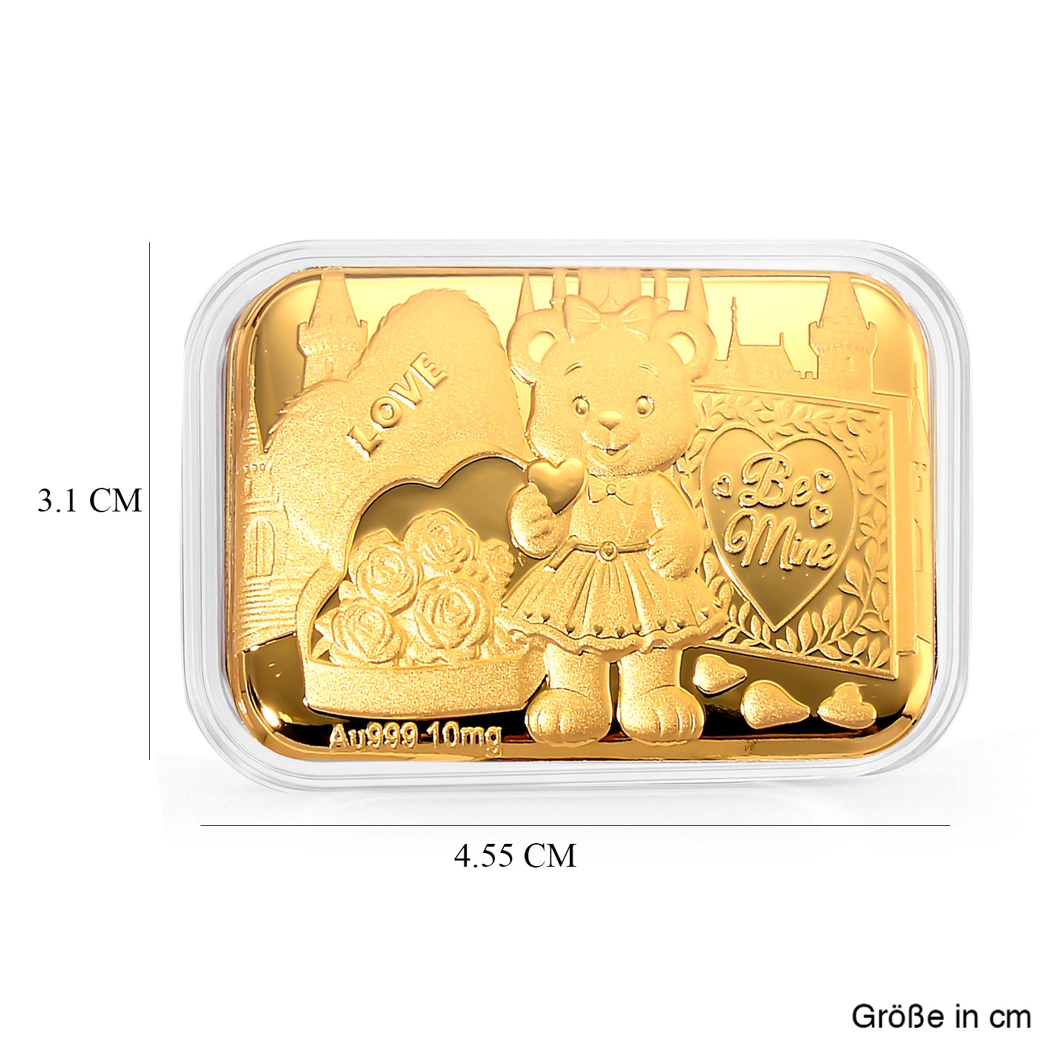 EXKLUSIVES GESCHENK - 999er Goldfolie, bär mit rosen, 10mg