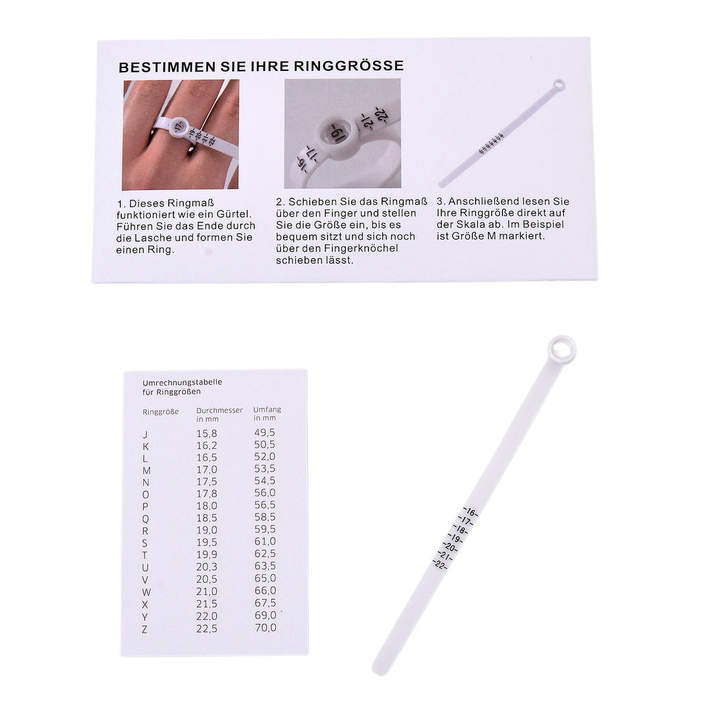 1 Stück Ringmaßband Multisizer zur Ringgrößenbestimmung, Größen 16 bis 22
