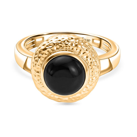 EVER TRUE AA Natürlicher Schwarzer Obsidian Ring Nickelfreies Messing (Größe 21.00) ca. 1.82 ct